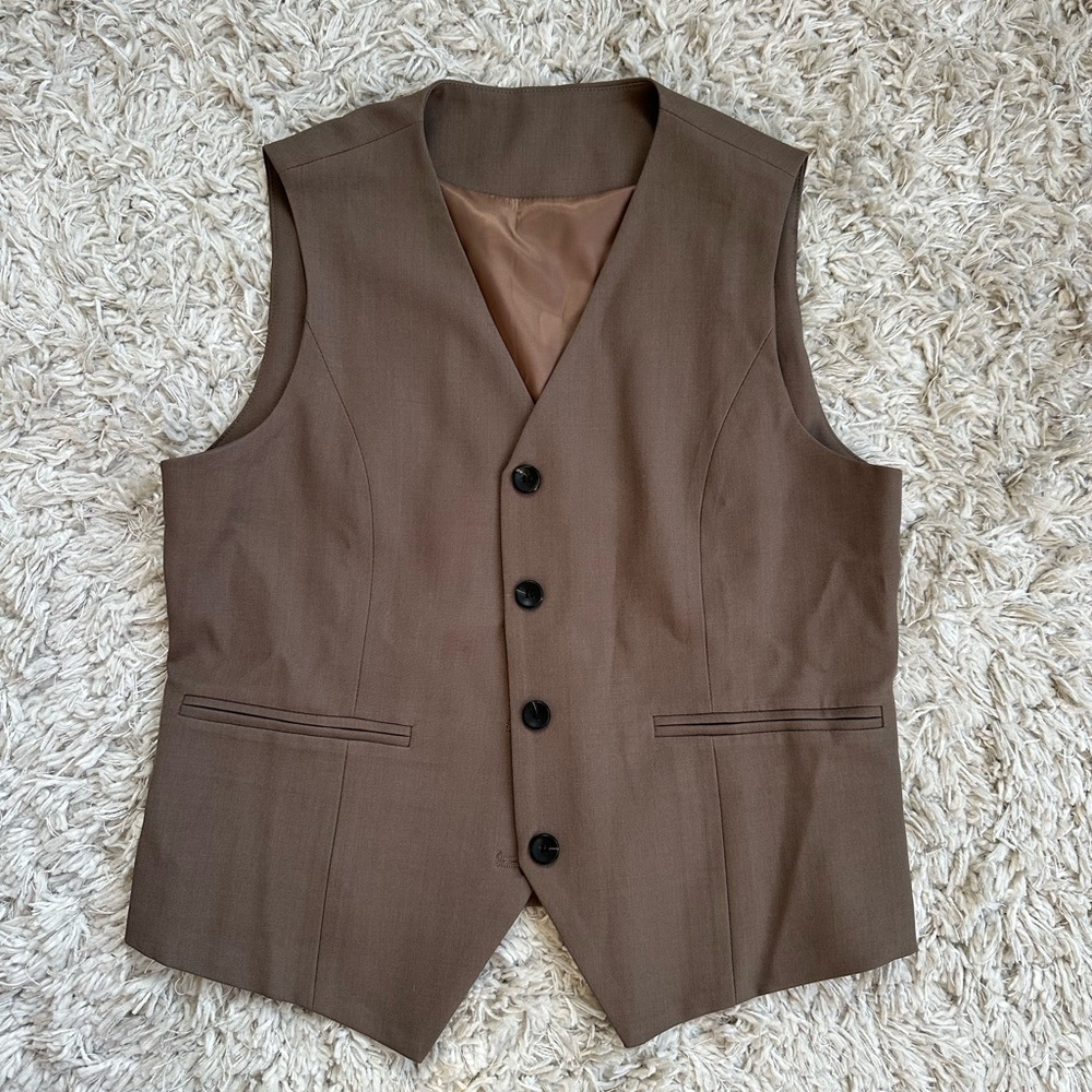 Brown Menswear Button-Up Vest Size M